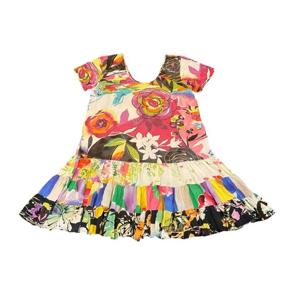 Vintage Jams World Womens Dress L Sherbet Garden Colorful Floral Hattie Ruffle - Picture 1 of 7